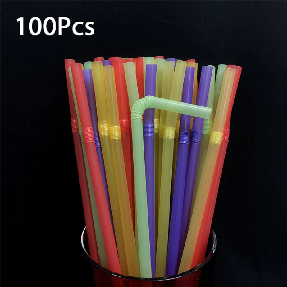 Colorful Plastic Straws 100pcs