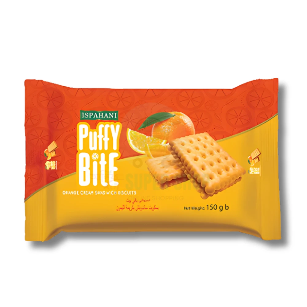 Ispahani Puffy Bite Orange Cream Sandwice Biscuits 150g