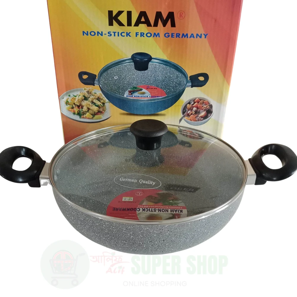 KIAM Non Stick Korai With Glass Lid 22CM