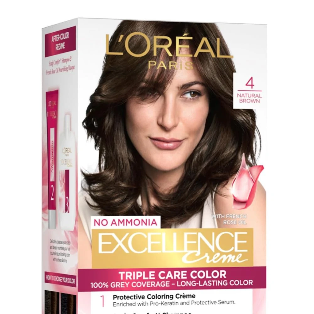 Loreal Paris Excellence Creme Hair Colour 4 Natural Dark Brown 100g+72ml