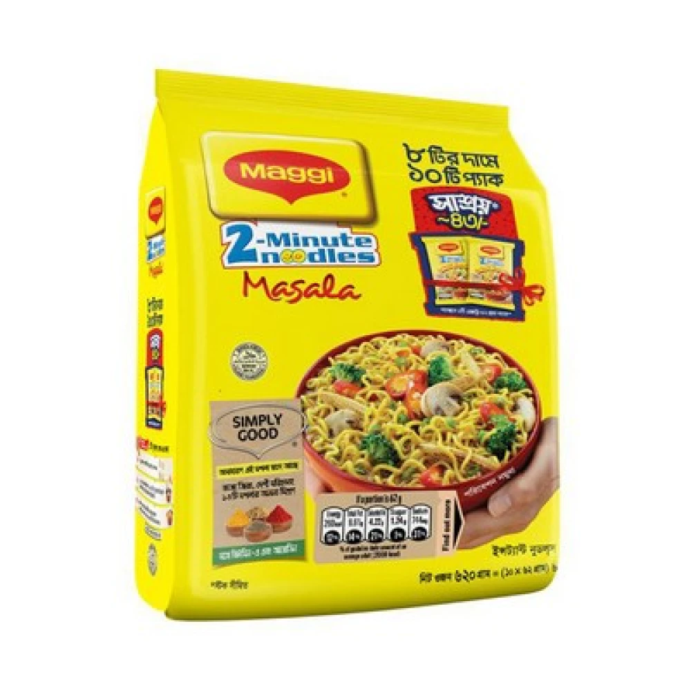 Maggi 2-Minute Masala Instant Noodles 8 pack (Free 2 pcs