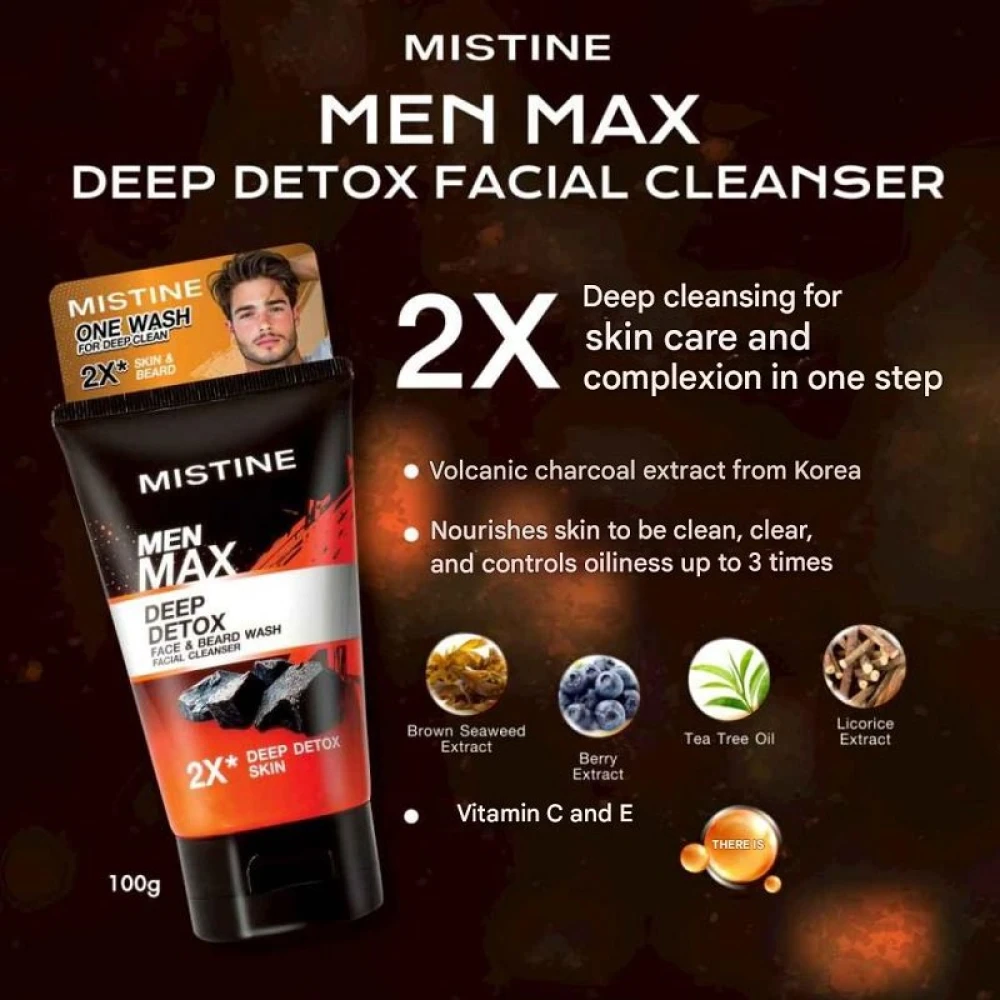 Mistine Men Max Deep Detox Face Wash 100ml