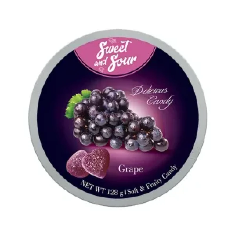 Mrs Sweet And Mr Sour Grape Soft Candy 128g