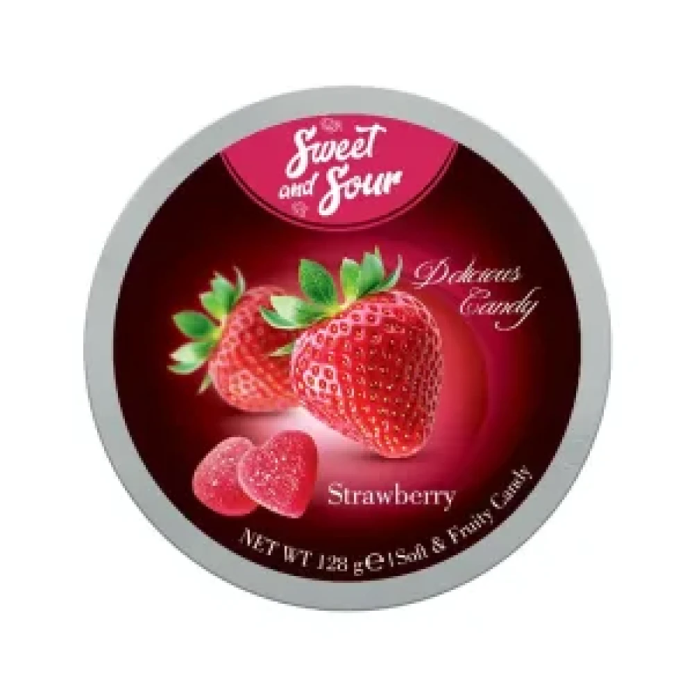 Mrs Sweet And Mr Sour Strawbery Soft Candy 128g