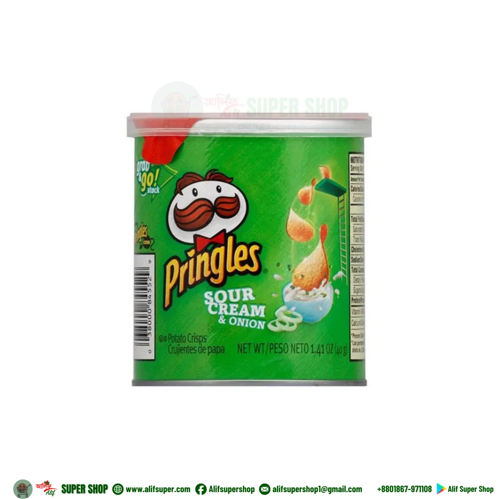 Pringles Potato Crisps Sour Cream & Onion Flavored 40gm