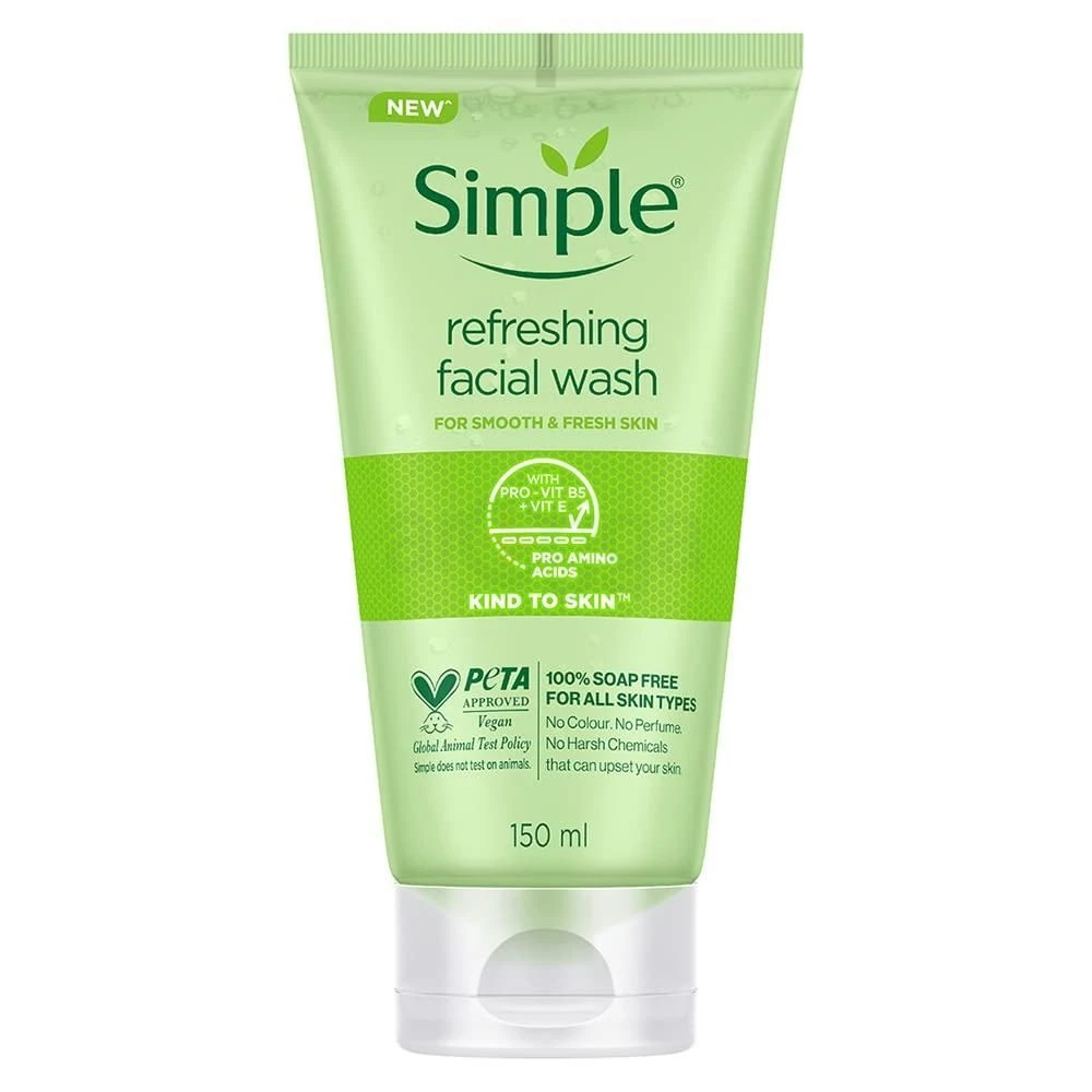Simple Kind to Skin Refreshing Facial Wash with Vitamin B5+E 150ml