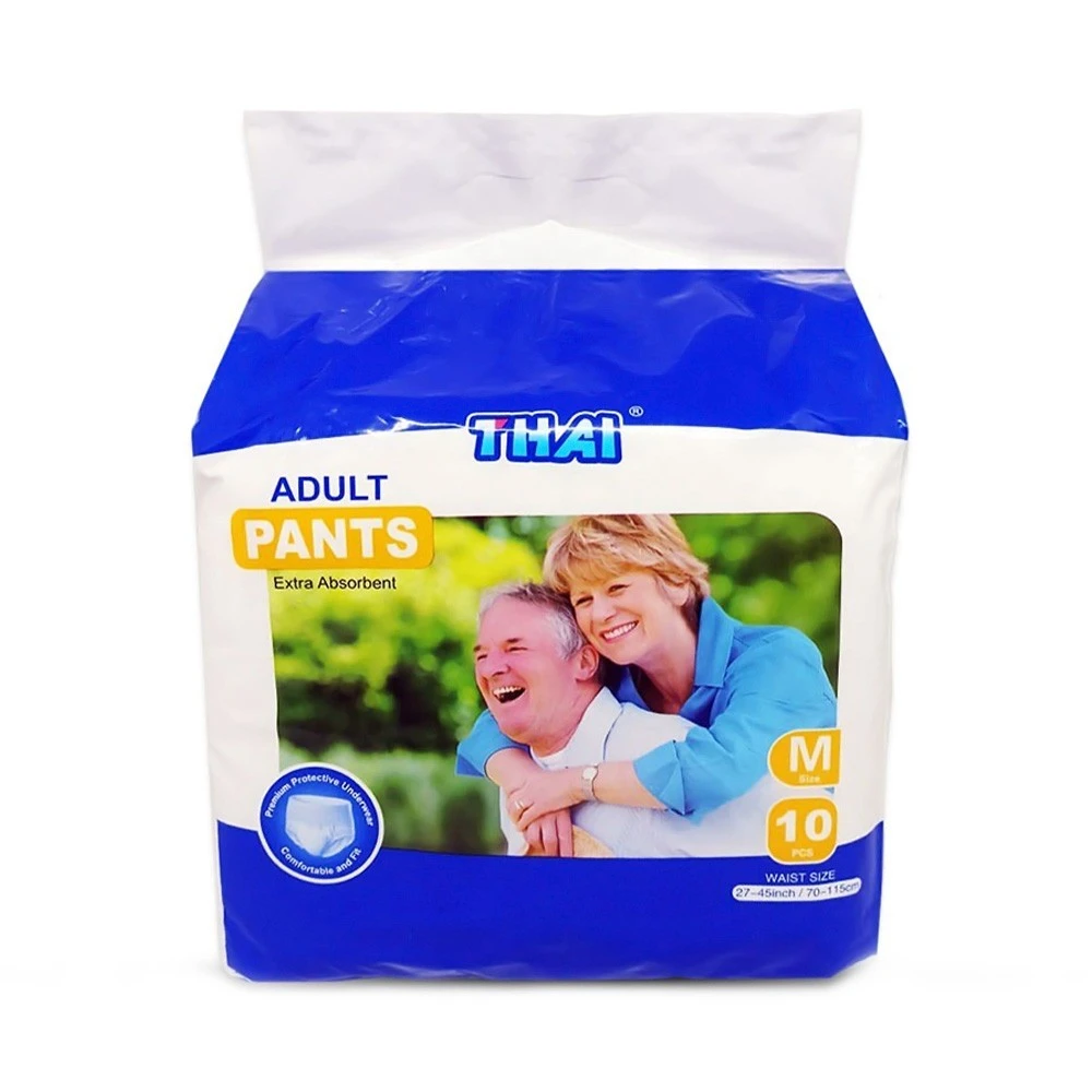 Thai Adult Pant Diaper M Waist Size 27-45 Inch/70-115Cm 10 Pcs